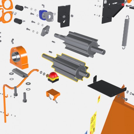 24-19-138 Forst dolna rolka podająca (6`` nowy rodzaj) Forst Bottom Feed Roller and Shaft (6'' new style) • ST6P • Dolna • stalo